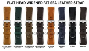 22mm Flat Head Genuine Leather Smart Watch Strap