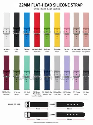 22mm Flat Head Silicone Smart Watch Strap With Three-Star Buckle
