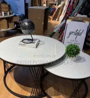 Modern Luxury 2-in-1 Pure Marble Nesting Tables With Black Stand