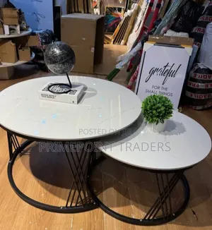 Premium 2-in-1 Marble Nesting Coffee Tables – Black Metal Frame
