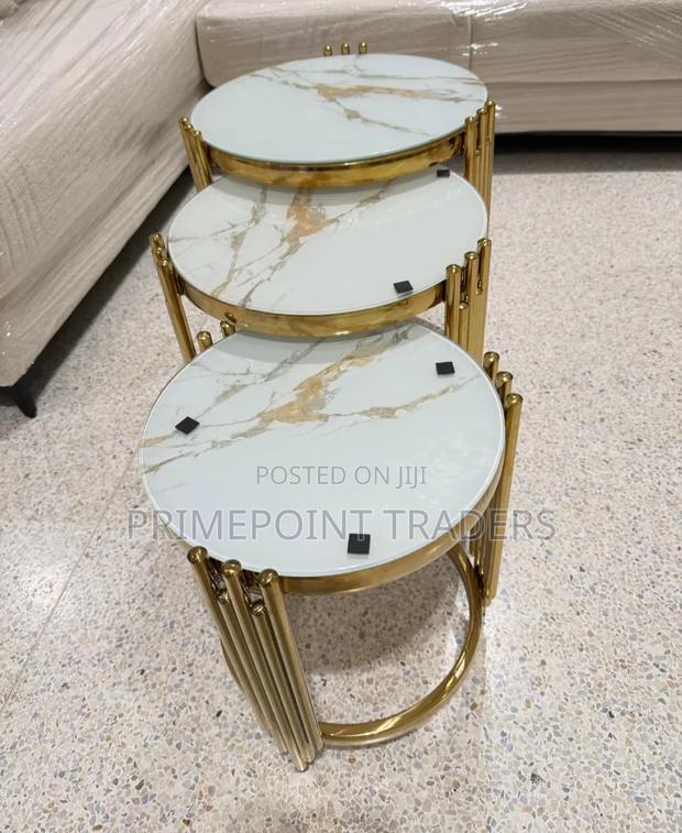 Modern Executive 3-Piece Pure Marble Table SetDurable Elegant Design - thumbnail 2