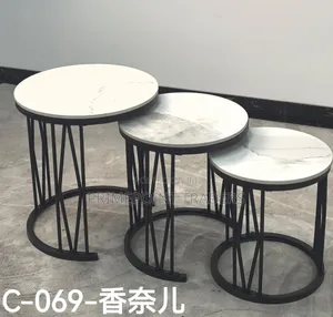 Coffee Table,Modern Executive 3-Piece Pure Marble Nesting Table Set