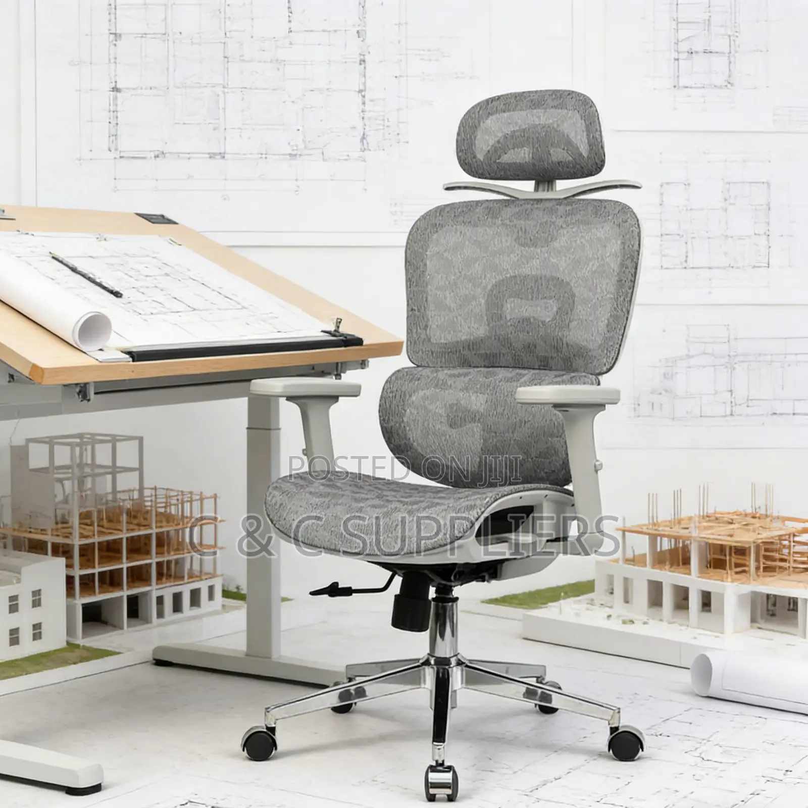 Modern White Ergonomic Study Chair.