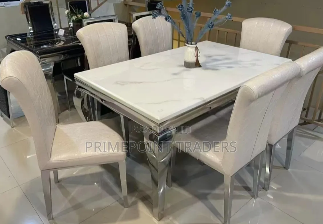 Executive Modern 6-Seater Marble Dining Table –Luxury Timeless Style