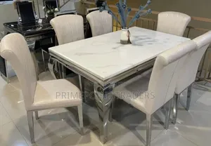 Executive Modern 6-Seater Marble Dining Table –Luxury Timeless Style