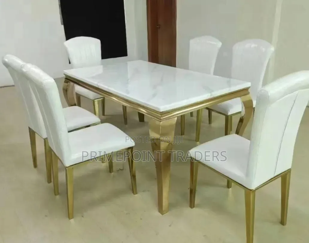 Executive Modern 6-Seater Marble Dining Table –Luxury Timeless Style
