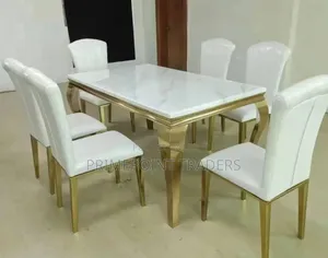 Executive Modern 6-Seater Marble Dining Table –Luxury Timeless Style