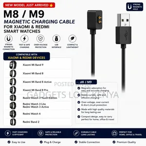 M8/M9 Magnetic Charger for Xiaomi Band 8/9, Redmi Watch 4/3/Band 2