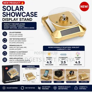 360° Rotating Solar Powered Display Stand for Phones, Cameras, Watches
