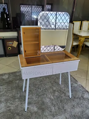 Vanity/Dressing Table With LED Mirror and Tinted Glass Top