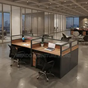Office Workstation; Four Users Square Shaped Office Workstation