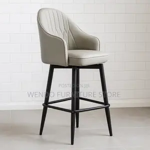 Barstool; Leather Non Swivel Comfortable Bastool