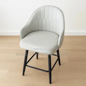 Barstool; Leather Non Swivel Comfortable Bastool