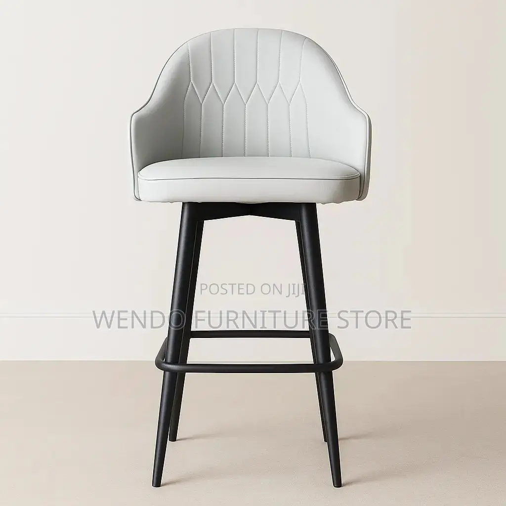 Barstool; Leather Non Swivel Comfortable Bastool