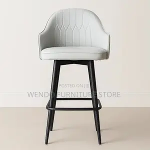 Barstool; Leather Non Swivel Comfortable Bastool