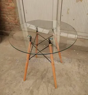 Dining Table. V23n Glass Dining Table With Metallic and Wooden Legs