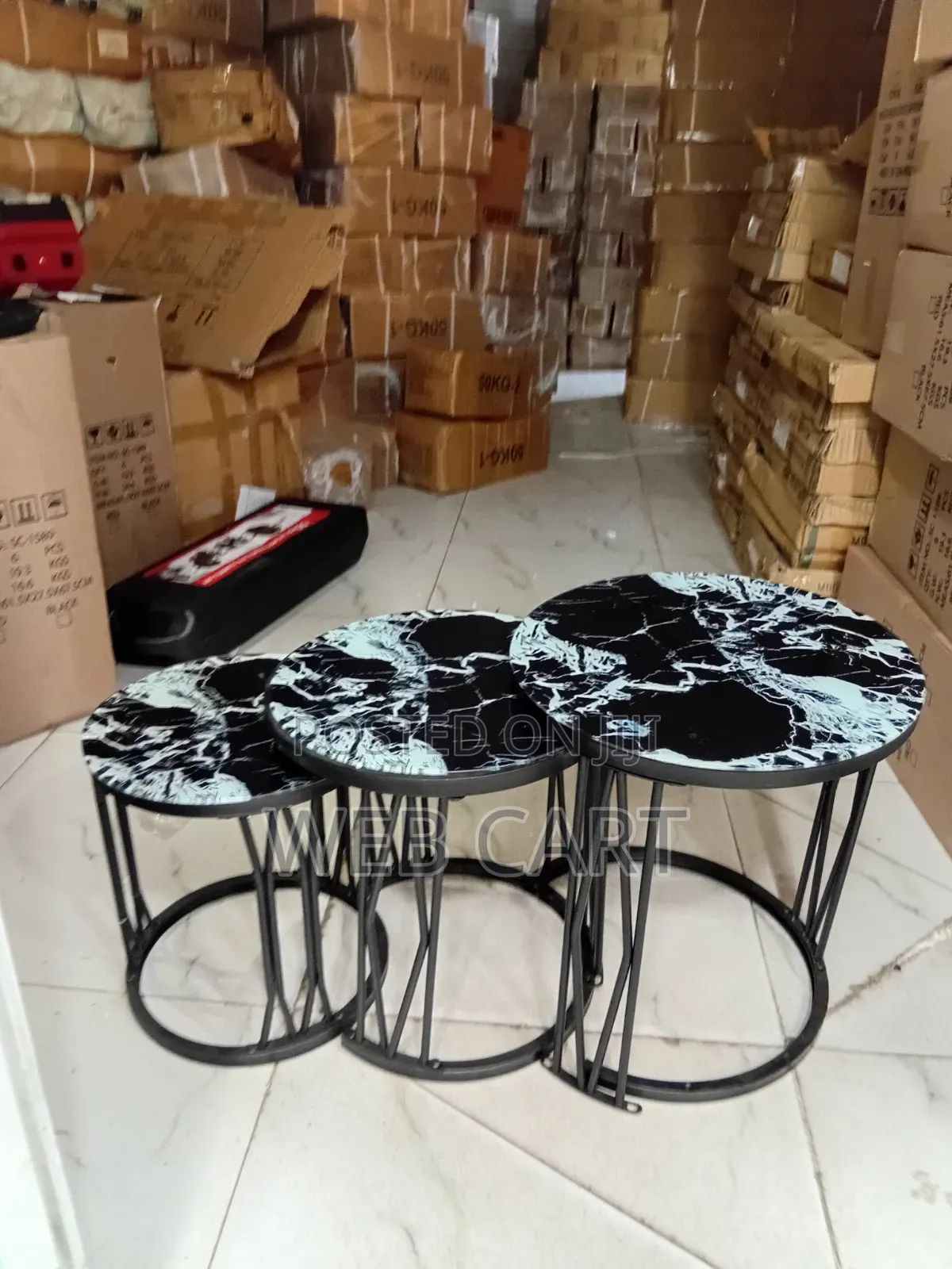 Modern Glass Effect Center Table Set (3-in-1