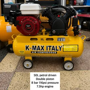 50L Kmax Petrol Driven Double Piston Air Compressor 7.5hp Engine 8 Bar