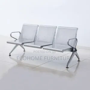 Visitor Chair.: Unpadd 3 Seater Link Chair for Office and Hospital