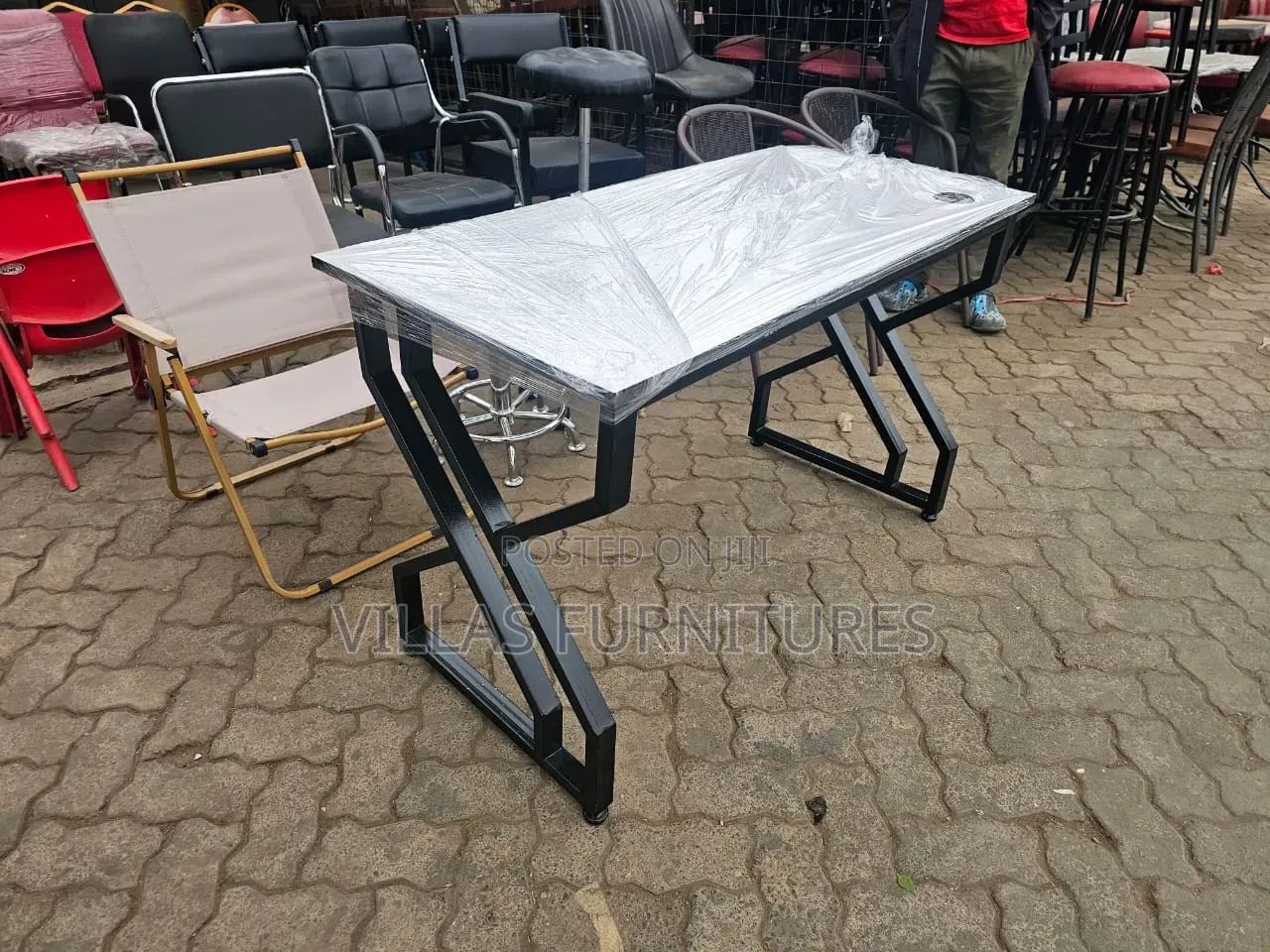 Black Steeled White Study Table