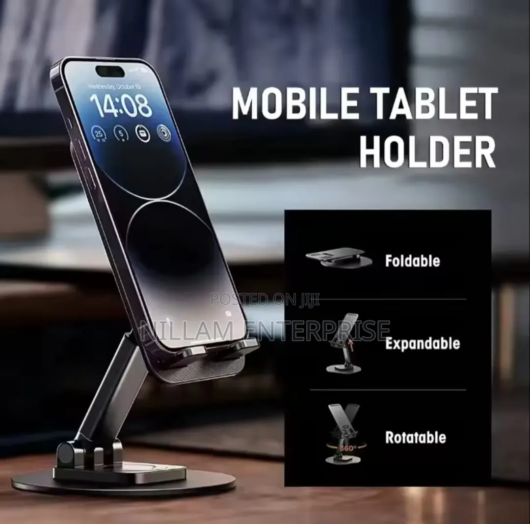 Heavy Duty Metallic Foldable Phone/Tablet Stand.