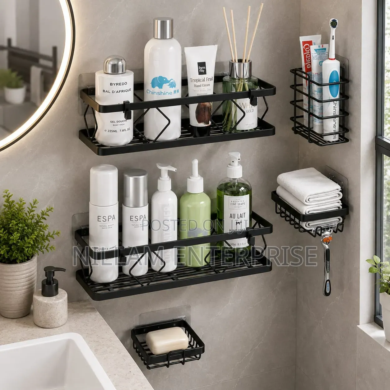 5-Piece Wall-Mounted Bathroom Organizer Set