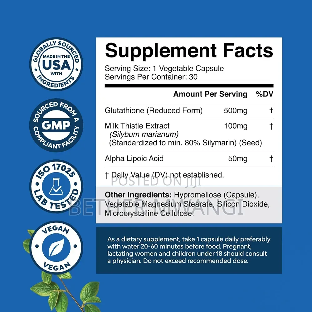 Nature's Craft Reduced Glutathione Supplement With Milk Thistle
