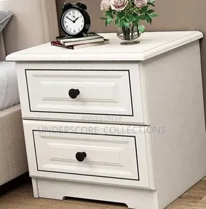White Theme Two Drawer Bedside Table