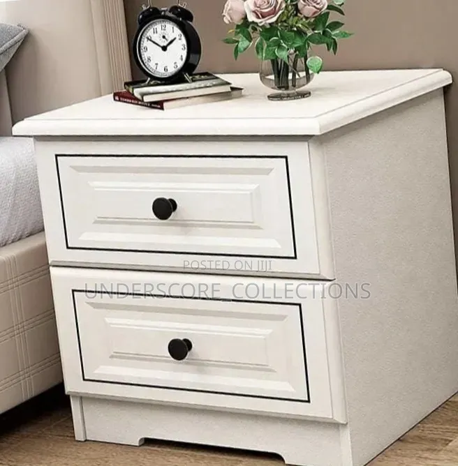 White Theme Two Drawer Bedside Table