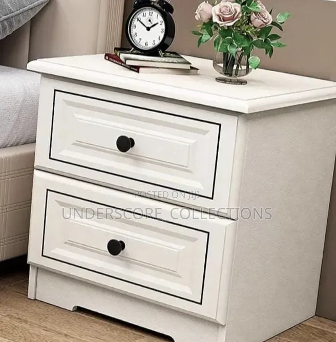 White Theme Two Drawer Bedside Table