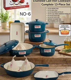 13 PCS Enamel Coted Cast Iron Cookware Set