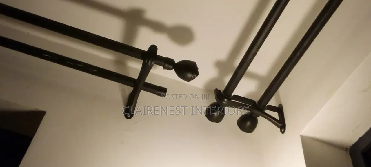 Sleek, Durable Finish Powder Coated Black Curtain Rods