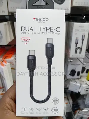 Yesido CA188 60W Dual Type-C to Type-C Cable 30cm