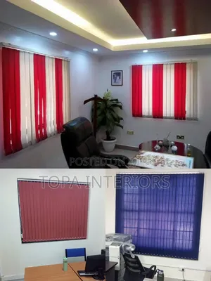Striped Office Curtain Window Blinds Installation