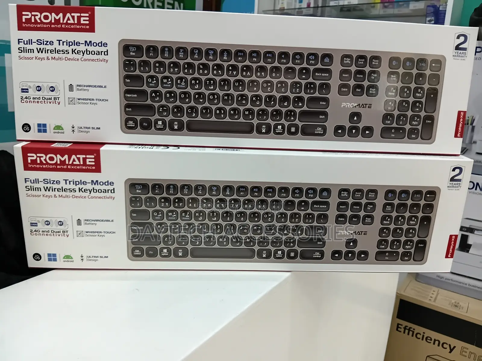 Promate ProKeys-X2 Full-Size Triple-Mode Slim Wireless Keyboard