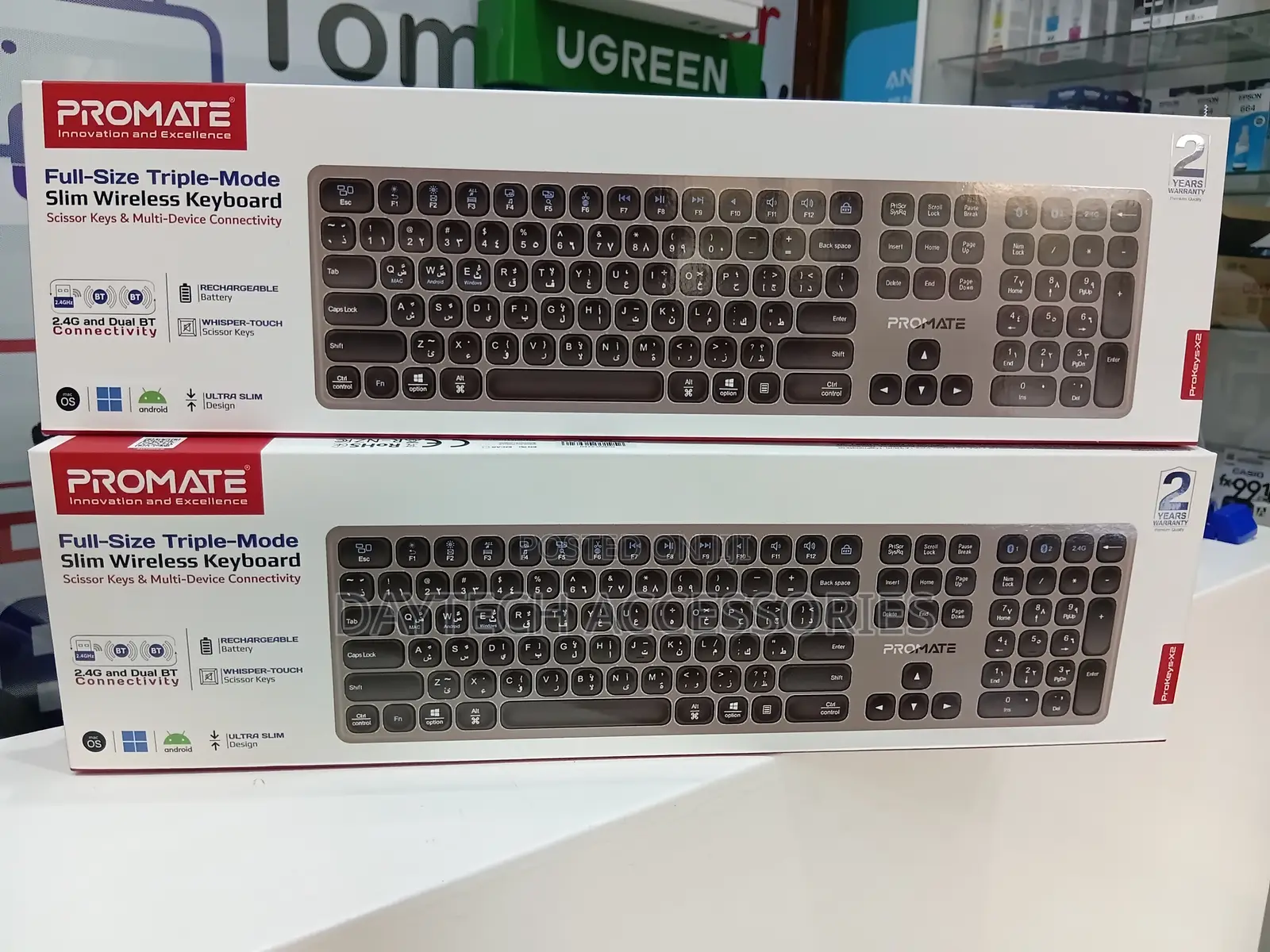 Promate ProKeys-X2 Full-Size Triple-Mode Slim Wireless Keyboard