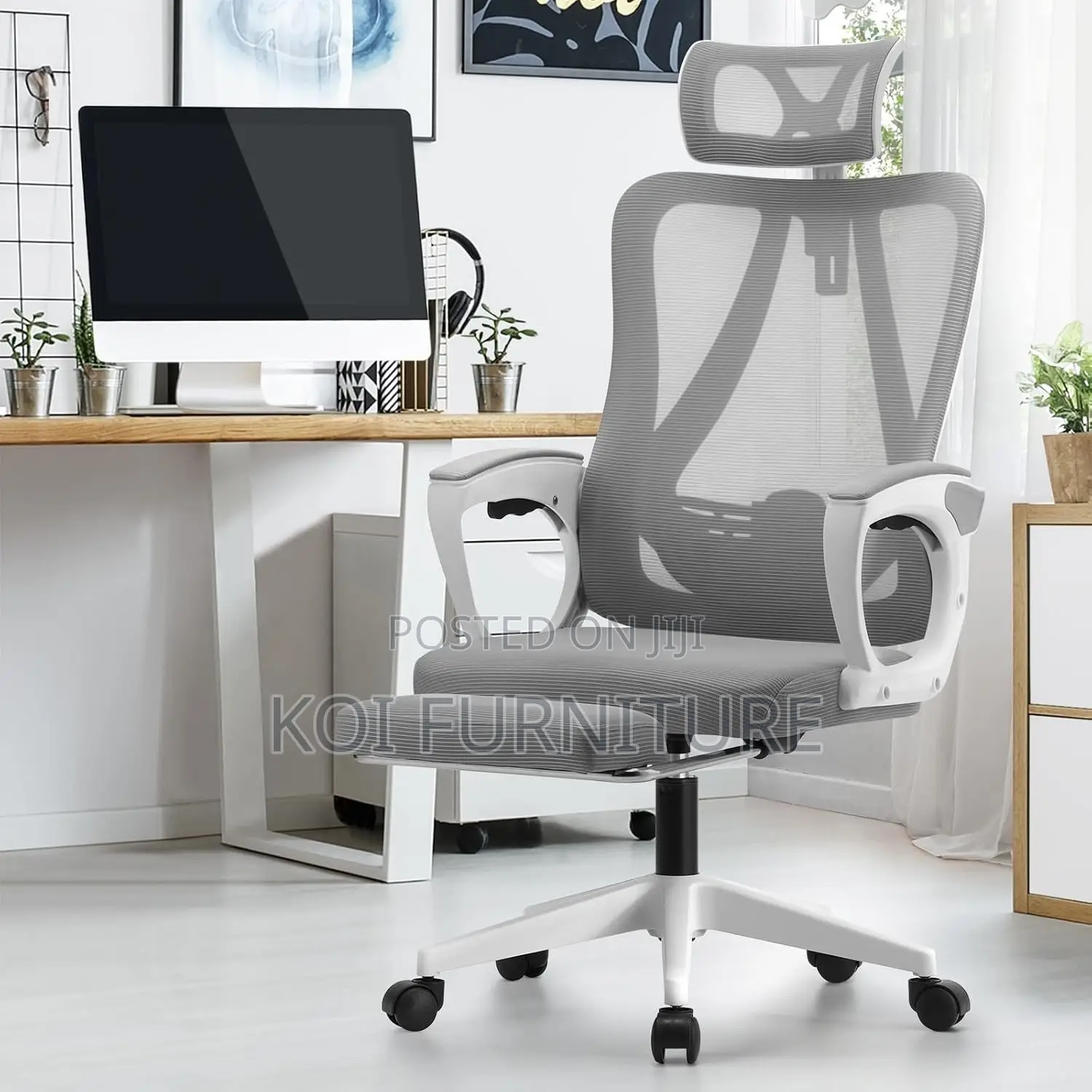 Office Chairs; High Backrest White Decorated Office Chairs
