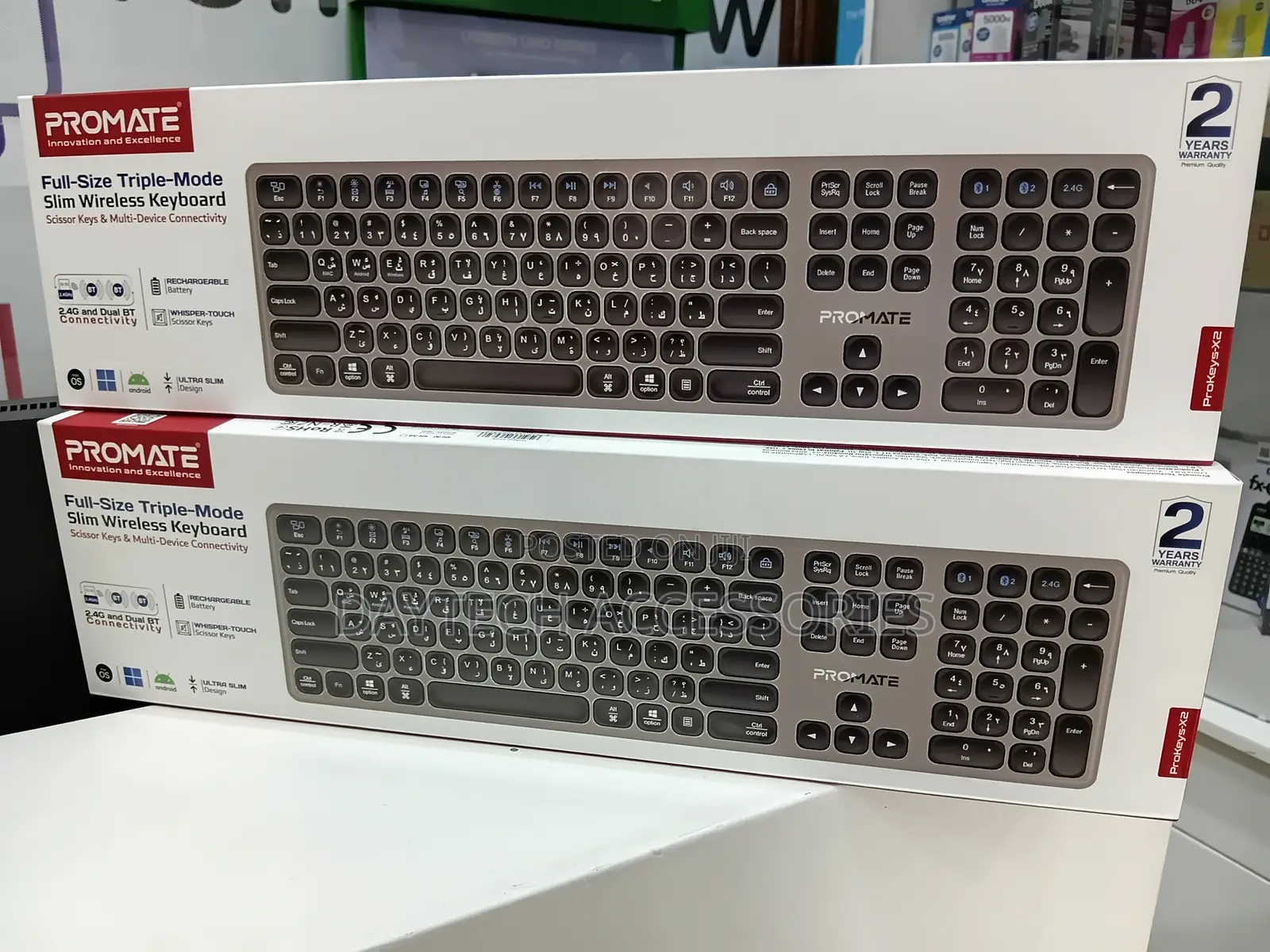 Promate ProKeys-X2 Wireless Keyboard Slim Full-Size Design.