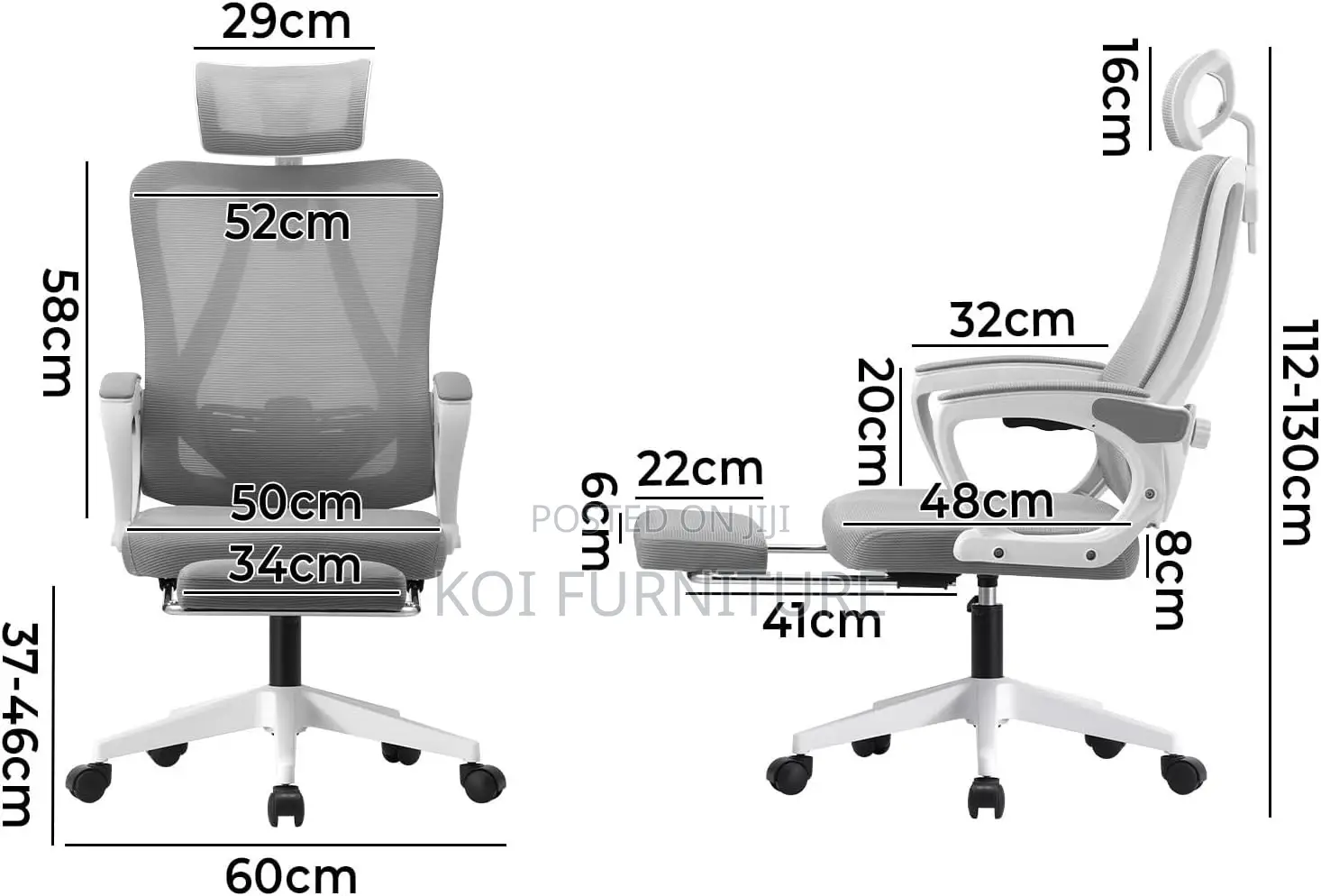 Office Chairs; High Backrest White Decorated Office Chairs