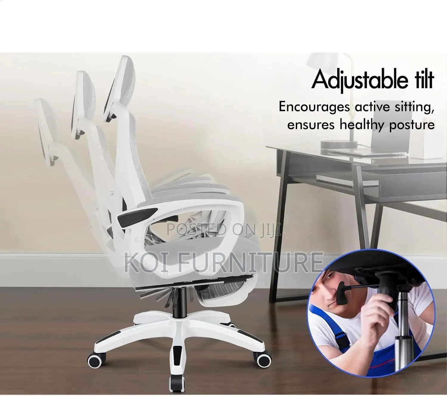 Office Chairs; High Backrest White Decorated Office Chairs