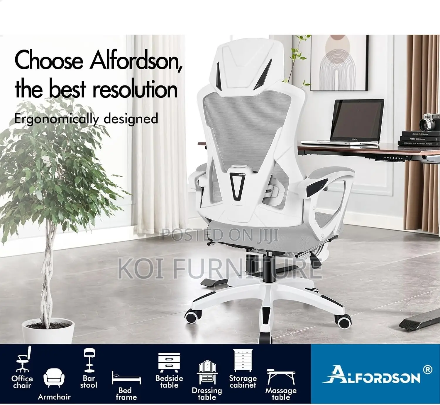 Office Chairs; High Backrest White Decorated Office Chairs