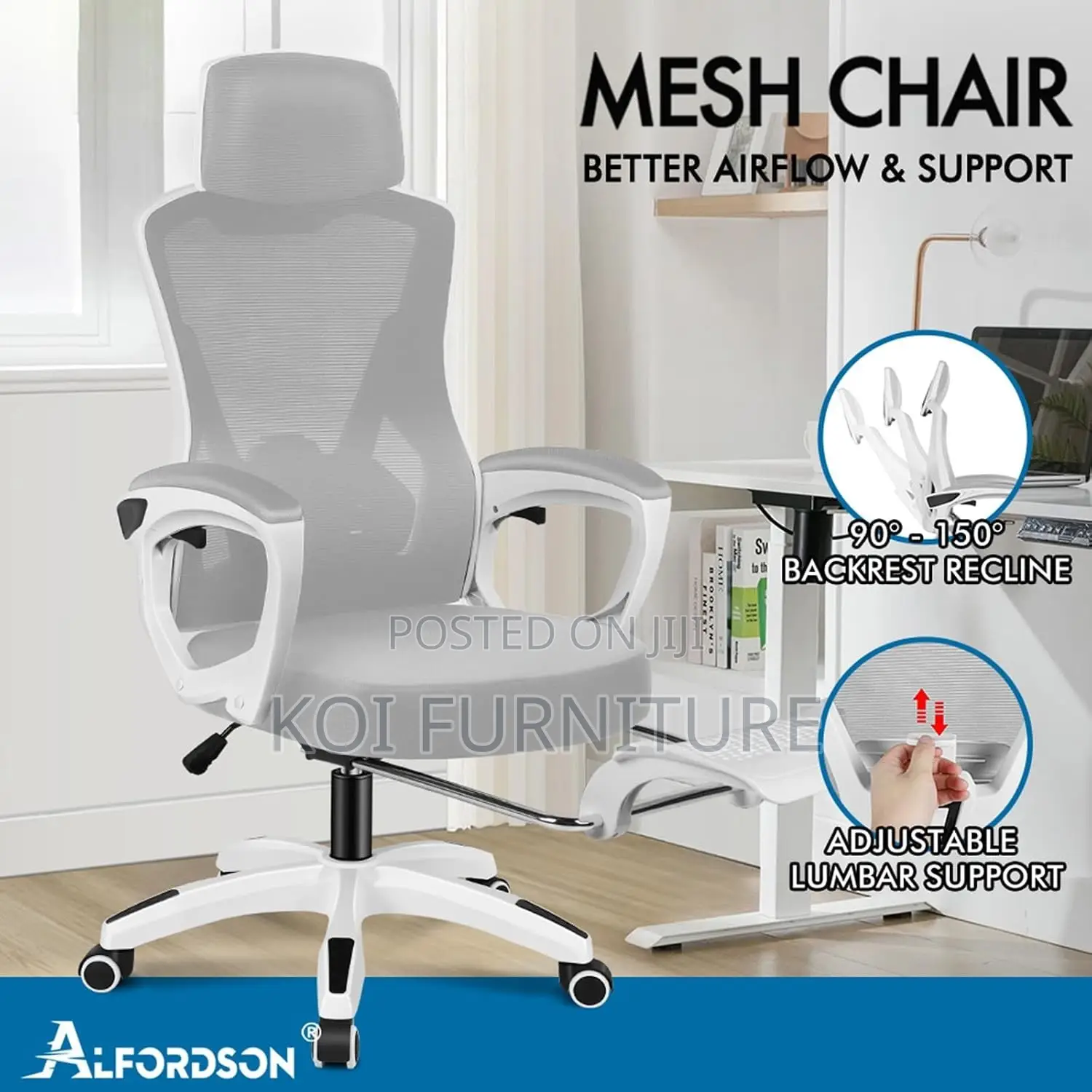 Office Chairs; High Backrest White Decorated Office Chairs