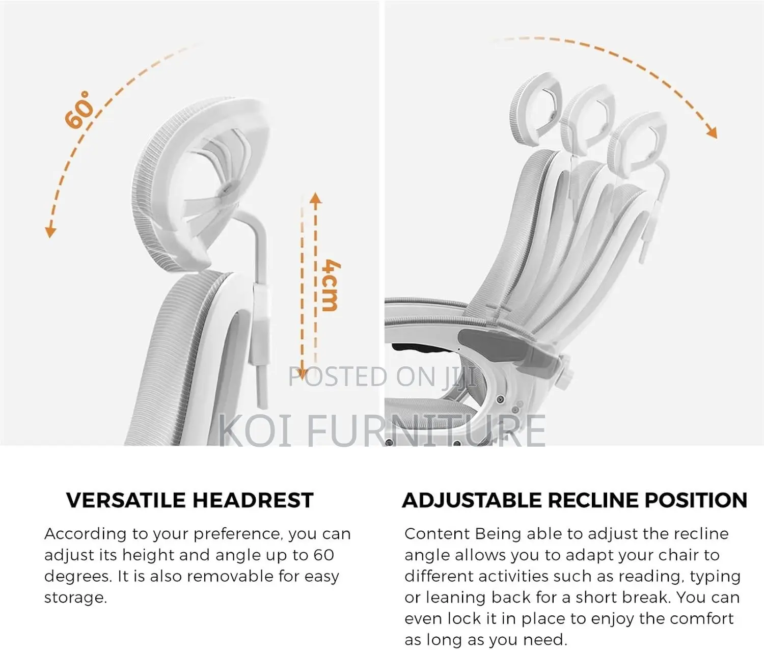 Office Chairs; High Backrest White Decorated Office Chairs