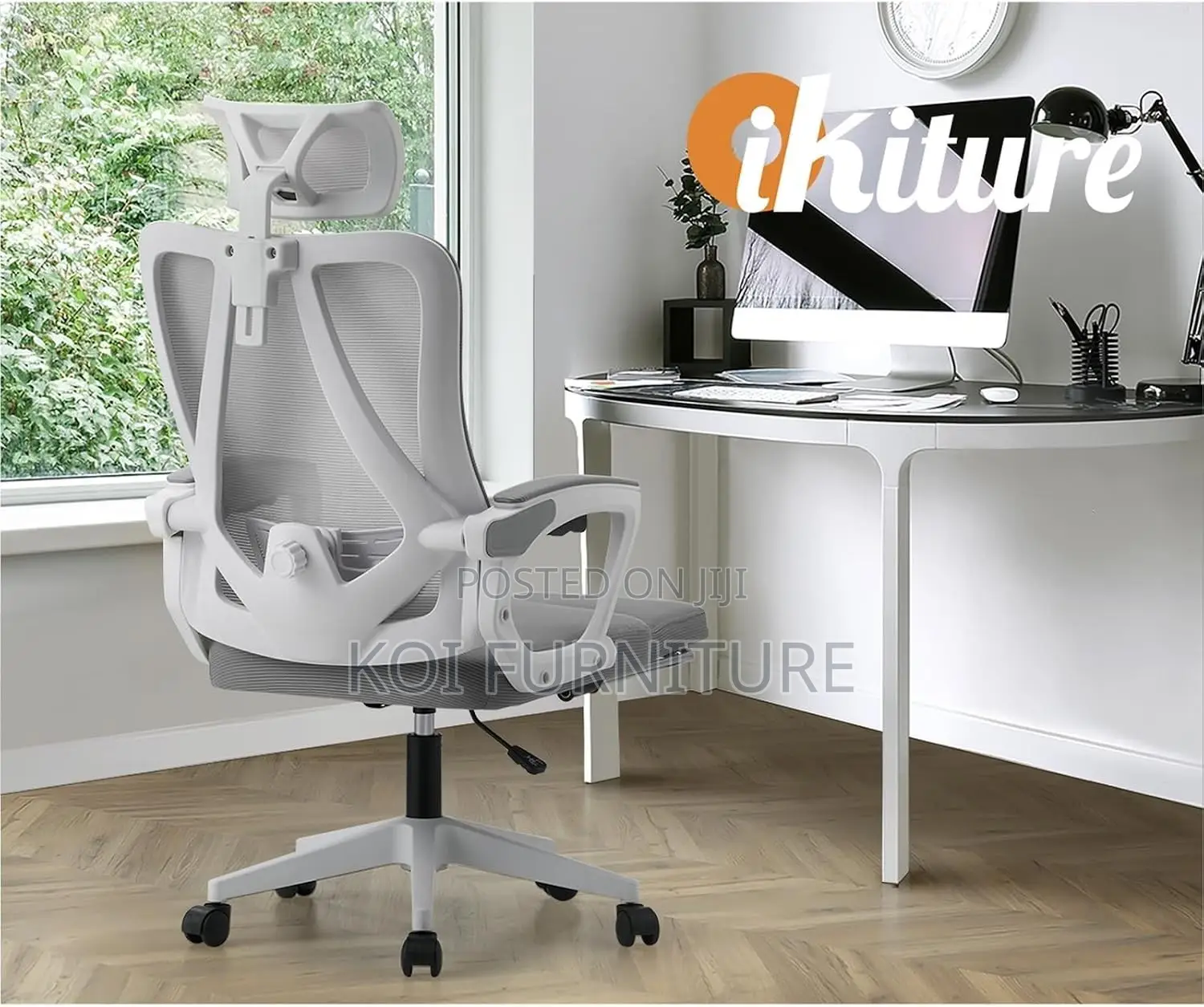 Office Chairs; High Backrest White Decorated Office Chairs