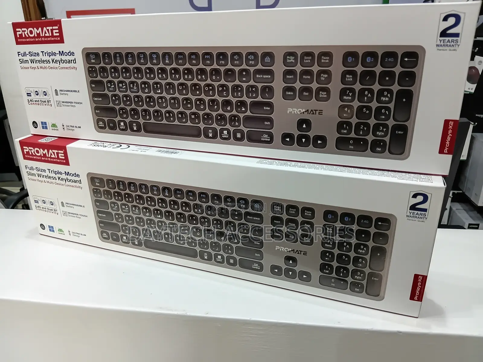 Promate (ProKeys-X2) Wireless Keyboard and Multi-Device Connectivity.