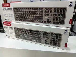 Promate (ProKeys-X2) Wireless Keyboard and Multi-Device Connectivity.