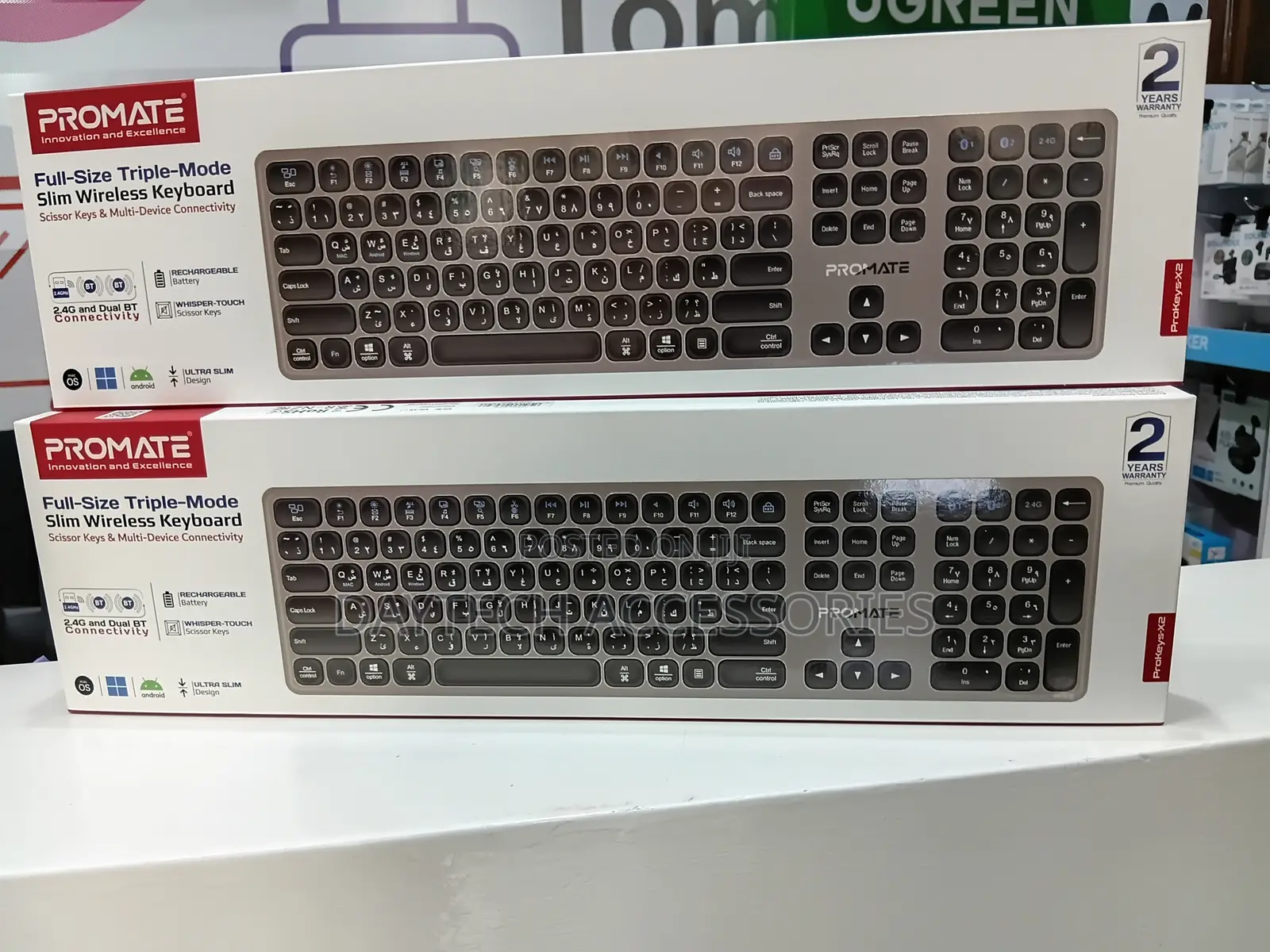Promate (ProKeys-X2) Wireless Keyboard and Multi-Device Connectivity.