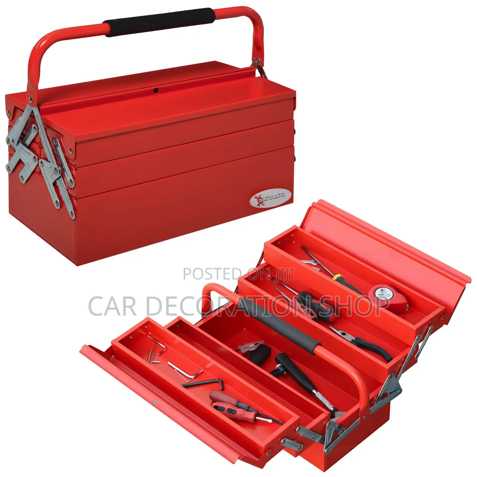 Empty Blue Rustproof Metallic Tool Box