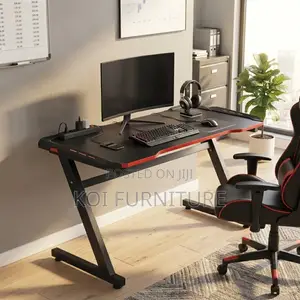 Office Desk; Ergonomic Black-Red Colored Gaming Desk