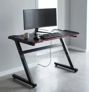 Gaming Desk; Black Imported Lighted Home-Office Gaming Desk